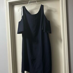 Leslie Fay Womens Dress Basic Black Shift Short Butterfly Sleeve Ruffles
J